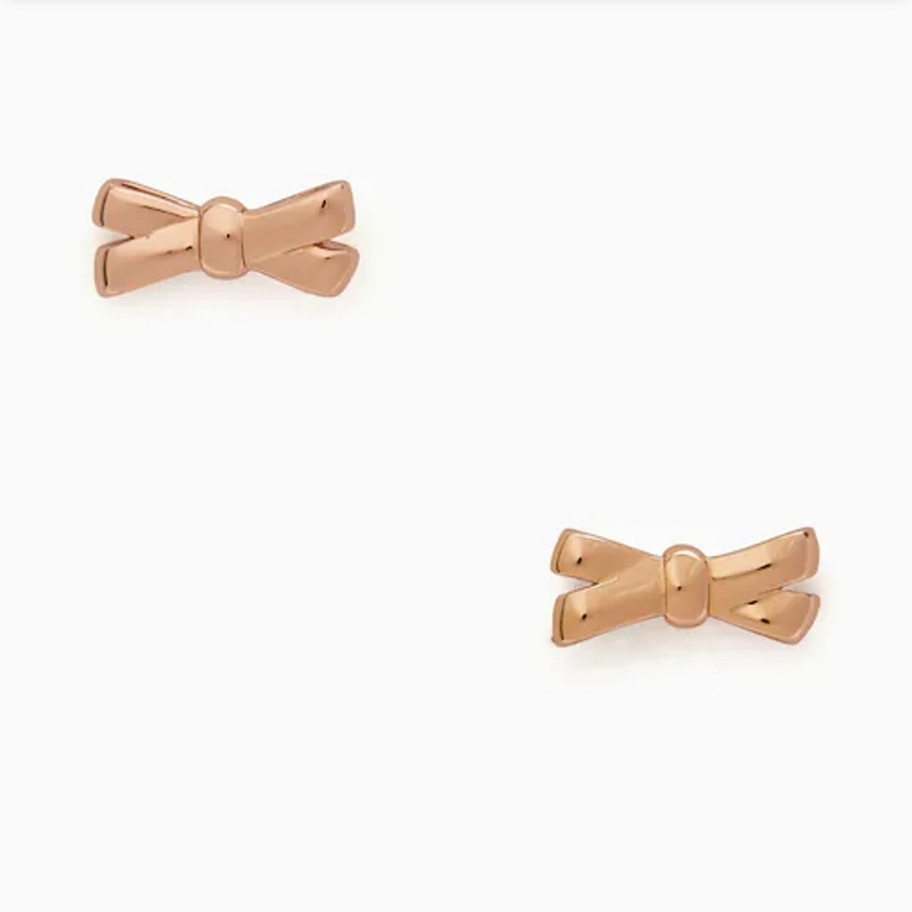 Kate Spade Double Bow Rose Gold Studs Earrings W KS Jewelry Bag - Picture 3 of 7